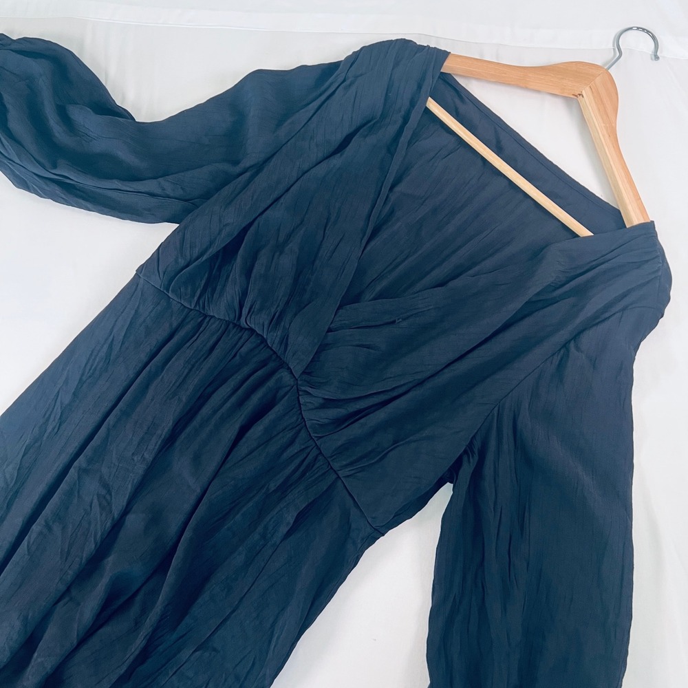 Halara‎ Black V-Neck Long Sleeve High-Low Maxi Dress XL NWT Viscose Swim Coverup